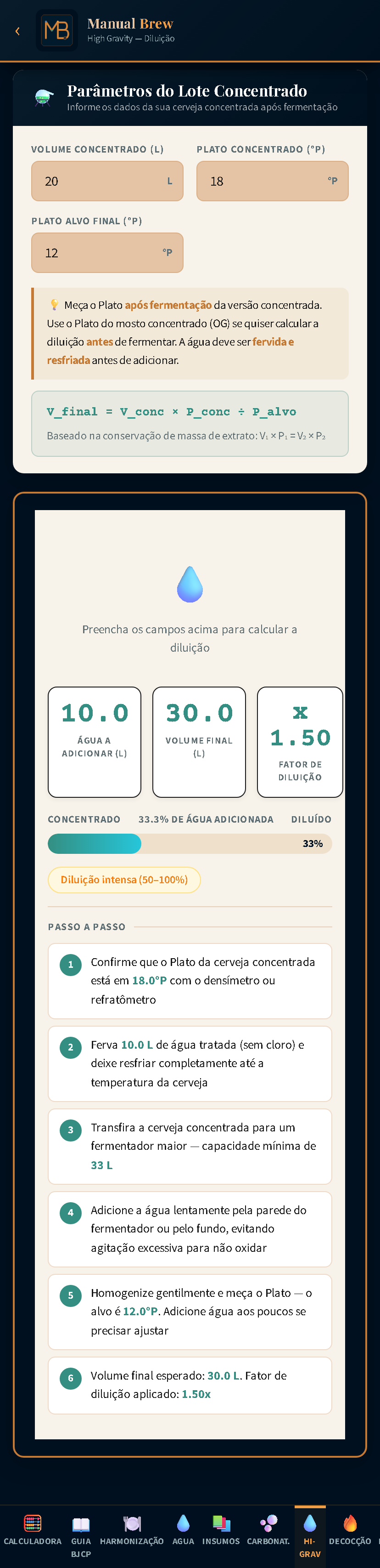 Tela do Manual Brew: High Gravity