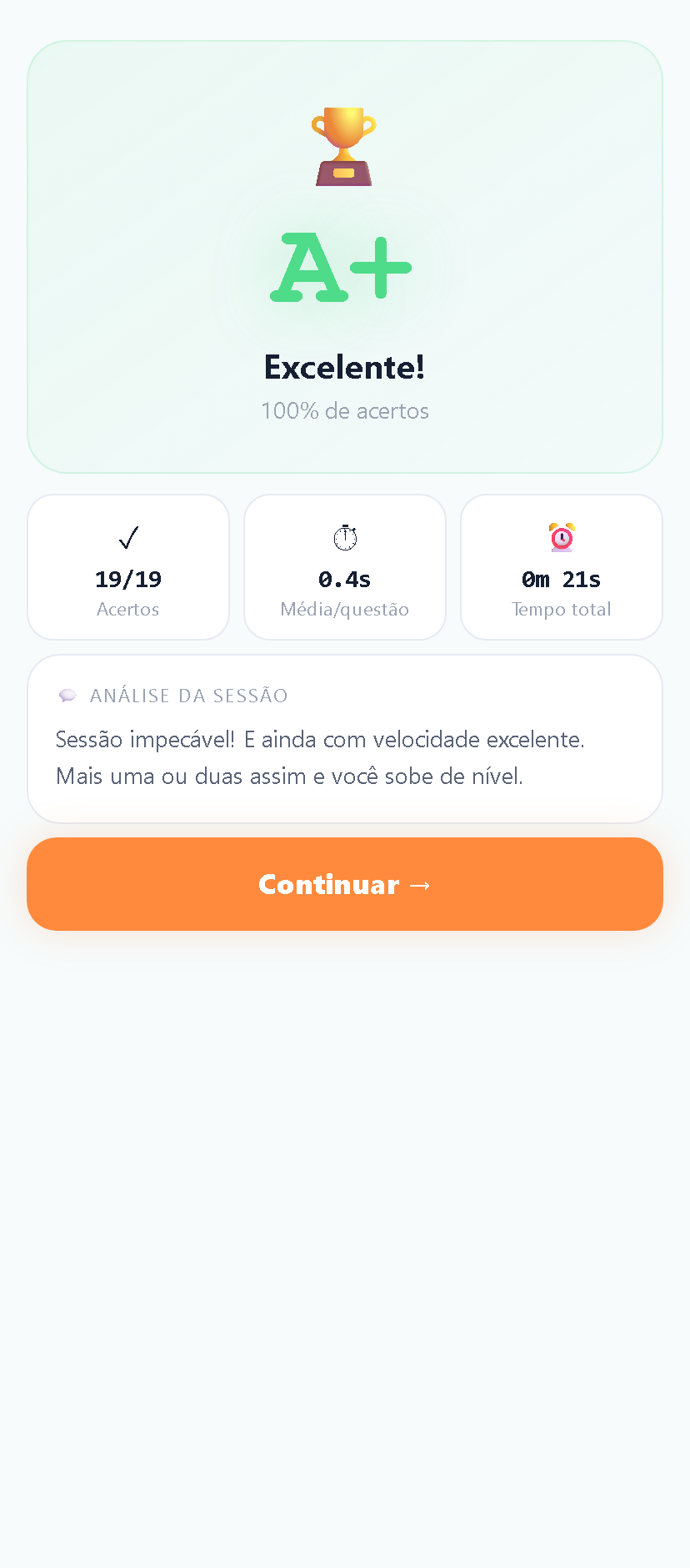 Tela do Numora: Resultado imediato